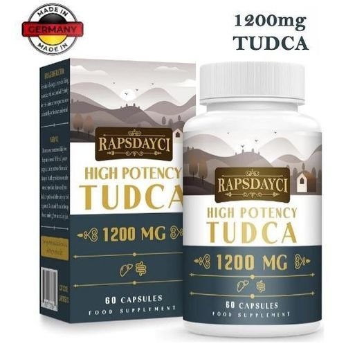 TUDCA à dosage élevé – 1200 mg par portion, 60 gélules | acide tauroursodésoxycholique (sels biliaires), complément alimentaire pour le foie | sans OGM, sans gluten