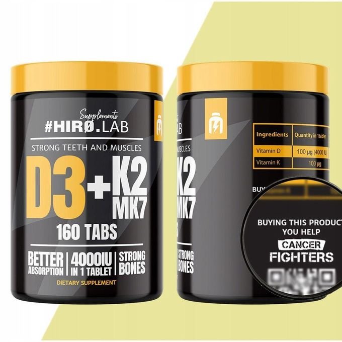 2 (22) HIRO.LAB Vitamine D3 4000 UI + K2 MK7 – 160 comprimés – Image 1