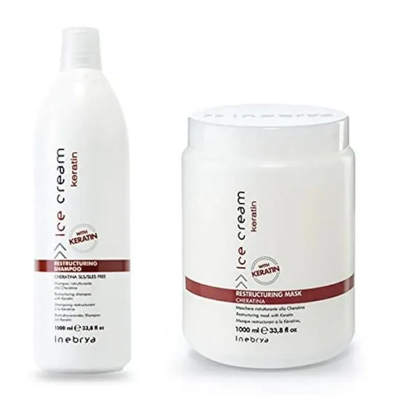 Inebrya Shampooing et Masque Sans Sulfate à la kératine Ice Cream Inebrya 1000ML