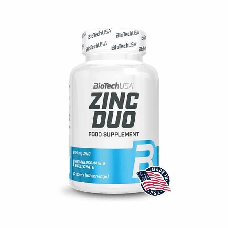 BioTechUSA Zinc + Chelate, Comprimés de compléments alimentaires contenant également du zinc chélaté, 60 comprimés