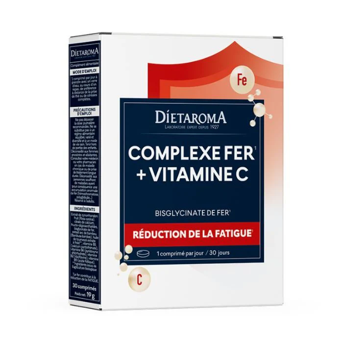 dietaroma-dietaroma-complexe-fer-vitamine-c-30-gelules-complements-alimentaires DIETAROMA COMPLEXE FER + VITAMINE C 30 comprimés – Image 1