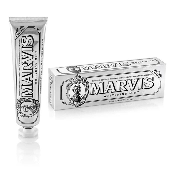 Marvis Dentifrice blanchissant, Menthe, 85ml, Favorise le blanchiment naturel des dents, Dentifrice antiplaque, Fraîcheur longue durée