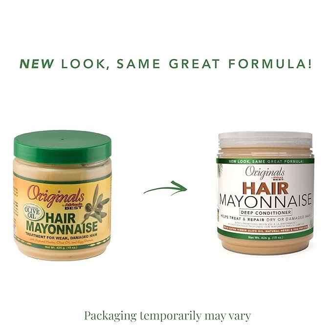 Après-shampoing mayonnaise Originals By Africa's Best Hair – Lot de 2 pots (425 g) – Enrichi en extraits de plantes, protéines d'œuf et huile d'olive pour un soin et une réparation en profondeur