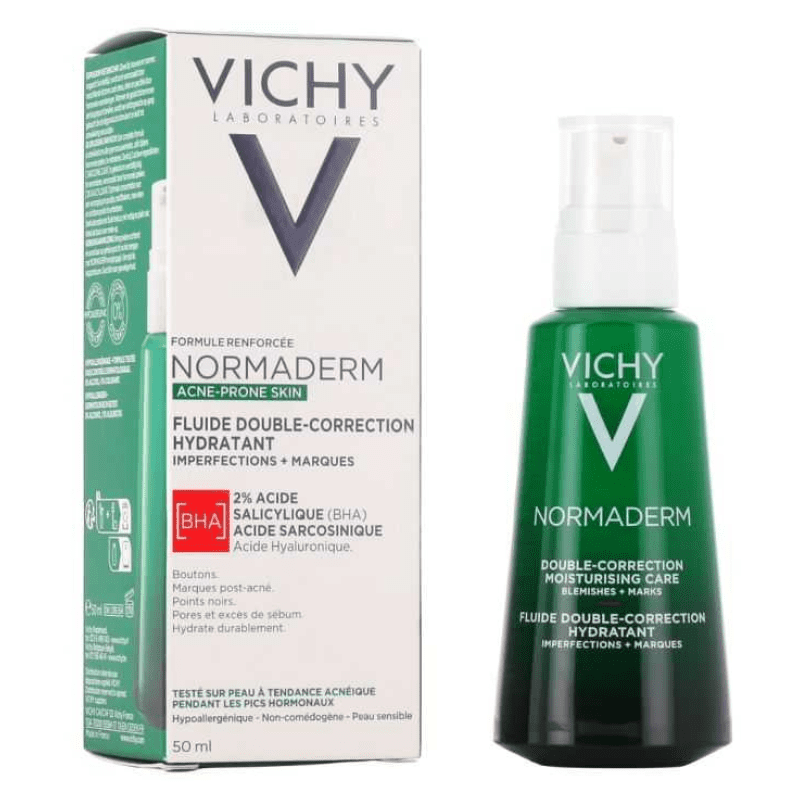 VICHY-NORMADERM-FLUIDE-DOUBLE-CORRECTION-50ML- VICHY NORMADERM FLUIDE DOUBLE CORRECTION HYDRATANT 50 ML – Image 1