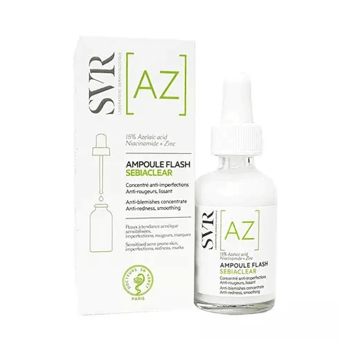 svr-sebiaclear-az-ampoule-flash-30ml SVR - Sebiaclear Ampoule Flash - Gamme Sebiaclear – Sérum correcteur anti-imperfections & anti-rougeurs – Pour peaux à tendance acnéique – Acide azélaïque 15%, Niacinamide – 30 ml – Image 1