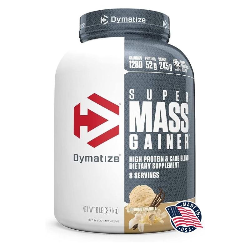 Super Mass Gainer 2.7kg (6 LB) – Dymatize (1280 kcal, 52g Protéine, 10.7g BCAA, 5.1g Leucine, 1g Créatine, 8 doses)