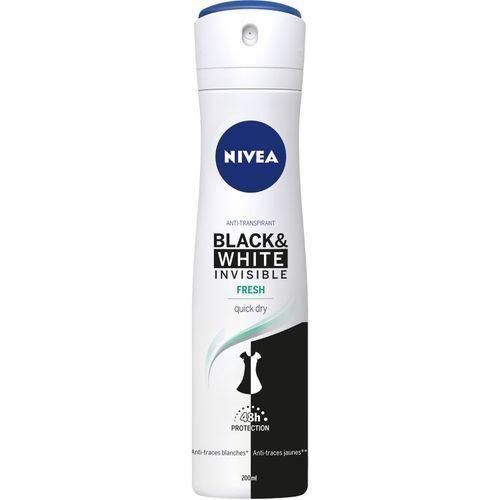 NIVEA Déodorant Femme - Invisible Black&White Fresh - Spray 0% alcool (sans éthanol)